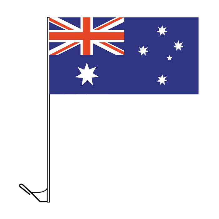 Australian Auto Flag with Heavy Duty Window Pole 500mm x 250mm (Knitted)