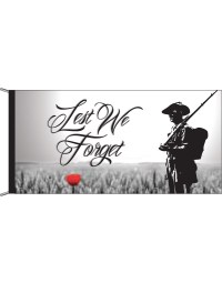 Lest We Forget Soldier and Poppy Header and Loops Flagpole Flag