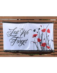 Lest We Forget White Poppies Landscape Flag