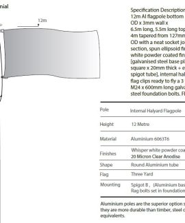 12m Flagpole Internal Halyard