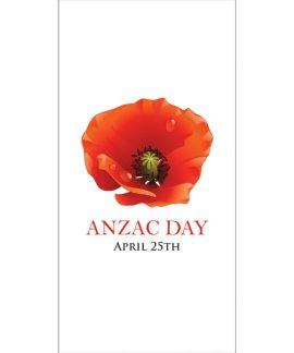 ANZAC Day Flag - White with Centered Poppy (37)