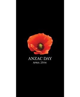 ANZAC Day Flag - Black with Centered Poppy (38).