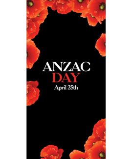 ANZAC Day Flag - Black with Poppy Border (48)