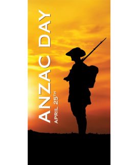 ANZAC Day Flag  - Sunset with Armed Solider (55)