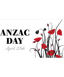 ANZAC Day Flag  -  Red Poppies on White (63)