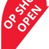 Op Shop Open Small Teardrop Flag