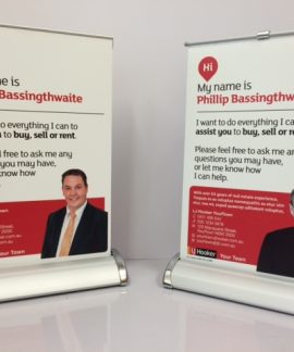 Real estate agent promotional banners display