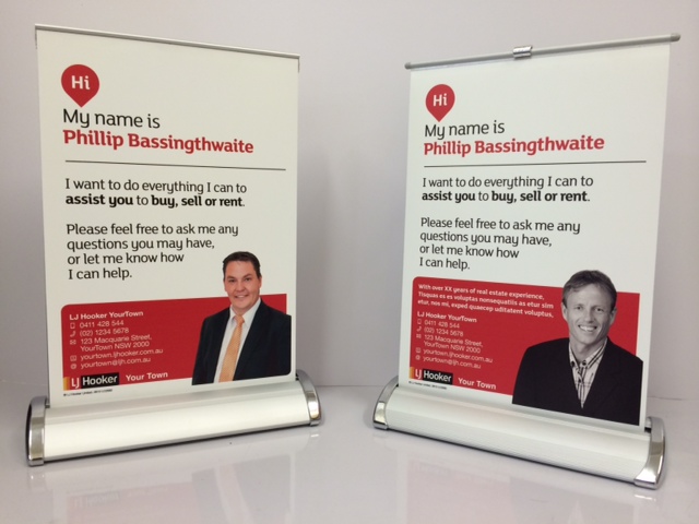 Real estate agent promotional banners display