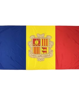 Andorra State Flag with Crest 1800mm x 900mm (Knitted)