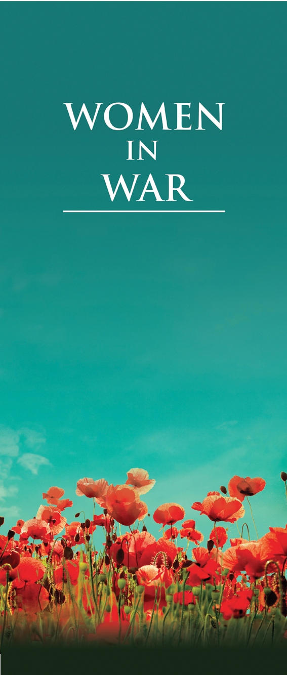 Women in War poster with red poppies