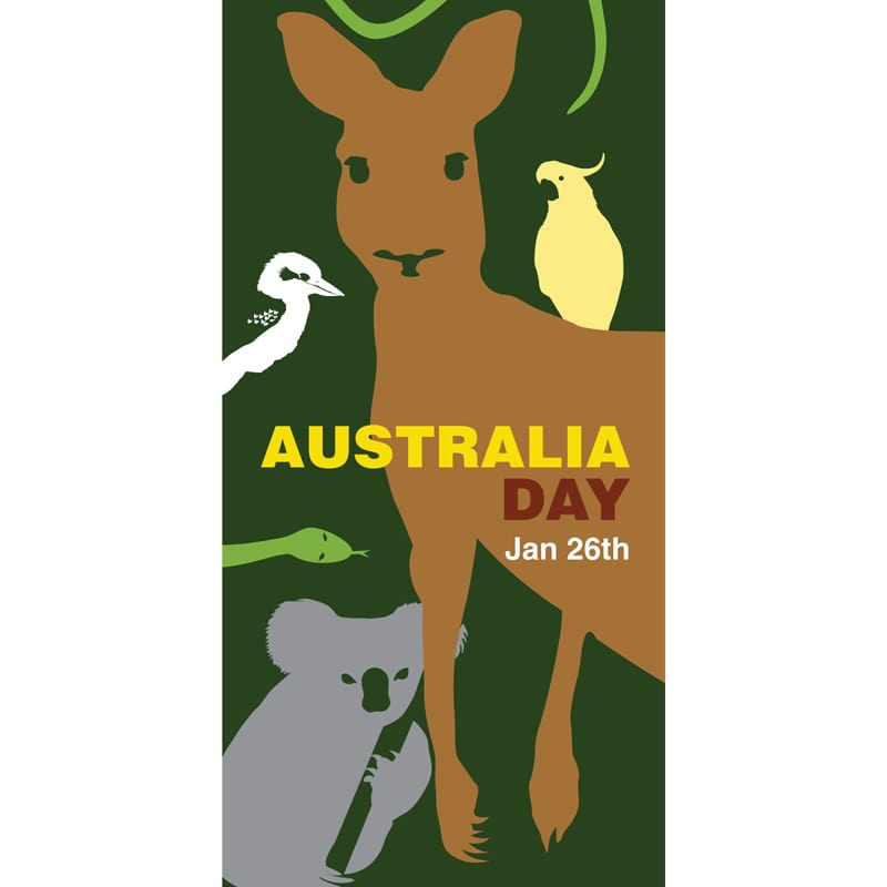 Australia Day Flag Kangaroo Green and White (70)