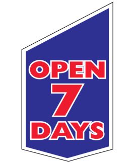Open 7 day shop front banner