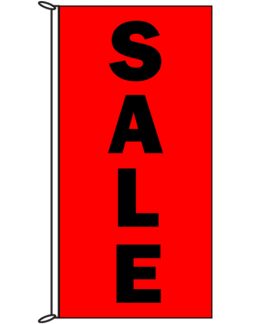 Sale Flag vertical black on red