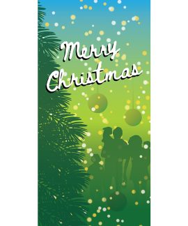 Merry Christmas Blue Green Vertical Flag