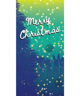 Merry Christmas Flag Teal Blue Vertical
