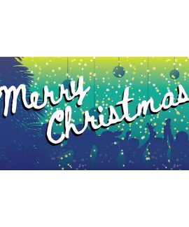 Merry Christmas Flag Blue Green Horizontal
