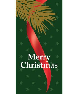 Christmas Flag with Red Ribbon, Green Background