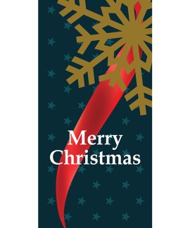 Merry Christmas Flag Blue Ribbon with Snow Flake
