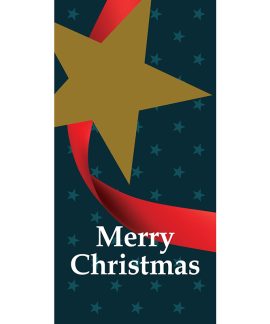 Merry Christmas Blue Flag with Star Horizontal