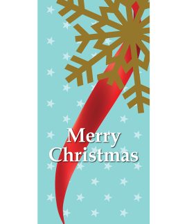 Merry Christmas Light Blue Ribbon Snow Flake