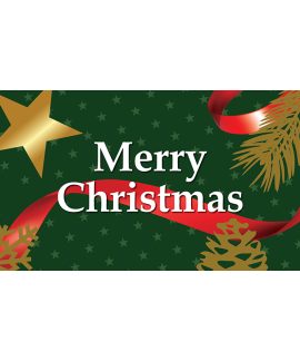 Merry Christmas Flag Green Horizontal