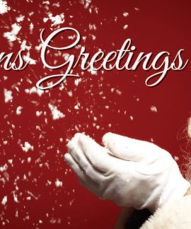 Seasons Greetings Santa Flag Red  (92)
