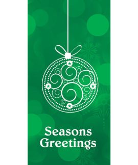 Christmas Flag Green with Bauble 900mm x 1800mm (Various Finishes)
