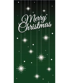 Merry Christmas Flag Green with Stars 900mm x 1800mm (Various Finishes)