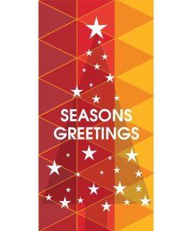 Seasons Greeting Tree with Stars Red 900mm x 1800mm (Various FInishes)