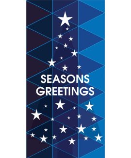 Seasons Greeting Tree with Stars Blue 900mm x 1800mm (Various FInishes)