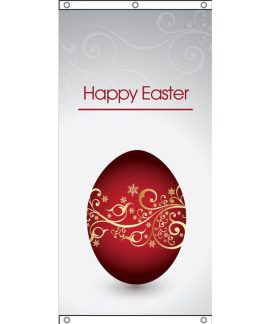 Happy Easter Red Egg Eyelet Finish 750mm x 1500mm