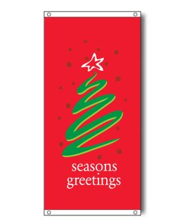Red Seasons Greeting Flag with Eyelet Finish