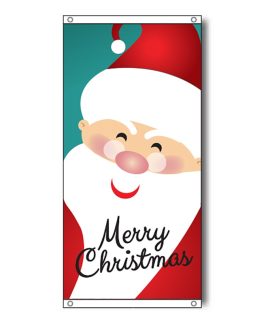 Merry Christmas Flag with Santa. Eyelet finish.