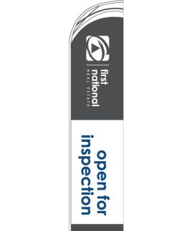 First National Open For Inspection Feather Flag Grey