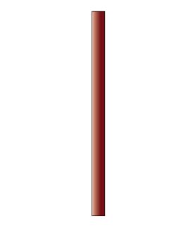 Thin vertical red rectangle on white background