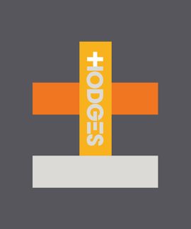 Geometric cross design with the word Hodges