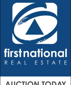 First National Real Estate auction today sign