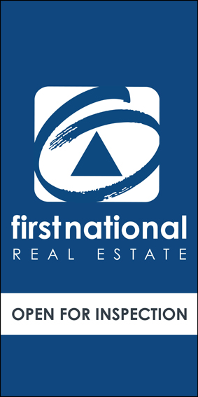 First National Real Estate open for inspection sign