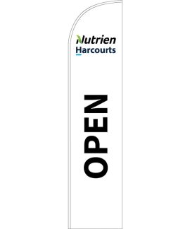 Nutrien Harcourts Open (2020) White Medium Feather Flag 650mm x 3000mm