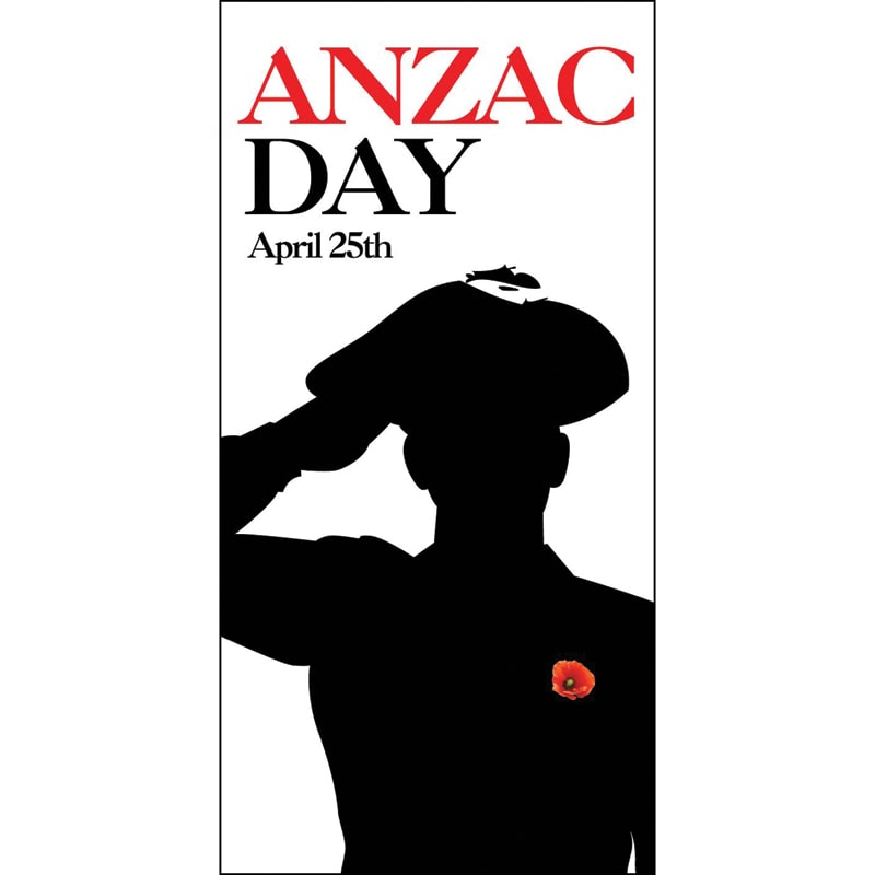 ANZAC Day Flag - Soldier Silhouette with Poppy (52)