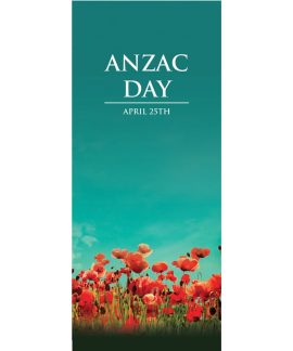 ANZAC Day Flag - Poppies in Field with Sky