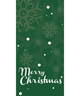 Merry Christmas Flag Green with Snowflakes 900mm x 1800mm (Various Finishes)