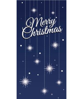 Merry Christmas Flag Blue with Stars 900mm x 1800mm (Various Finishes)