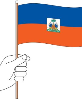 Haiti Handwaver Flag 300 x 150mm (Knitted)