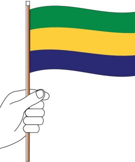 Gabon Handwaver Flag 300mm x 150mm (Knitted)