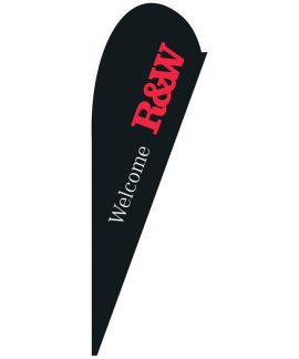 Richardson & Wrench Black Welcome Medium Tear Drop Flag