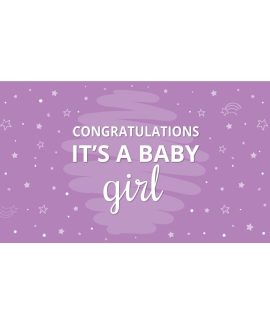 Congratulations It's a Baby Girl Purple Flag 1800mm x 900mm (Knitted)