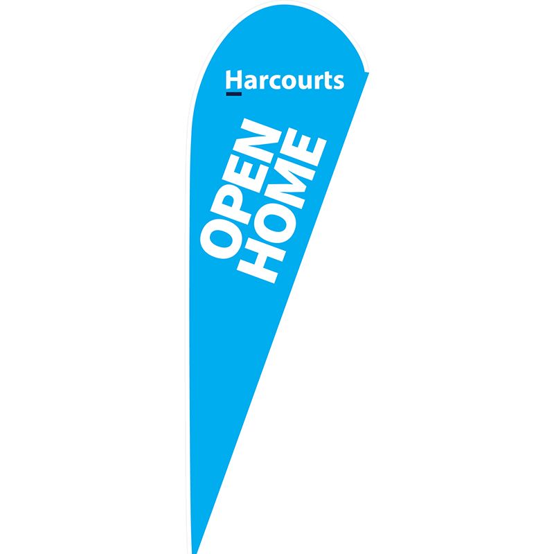 Harcourts Cyan Open Home Medium Teardrop Flag