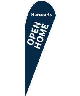Harcourts Blue Open Home Medium Teardrop Flag