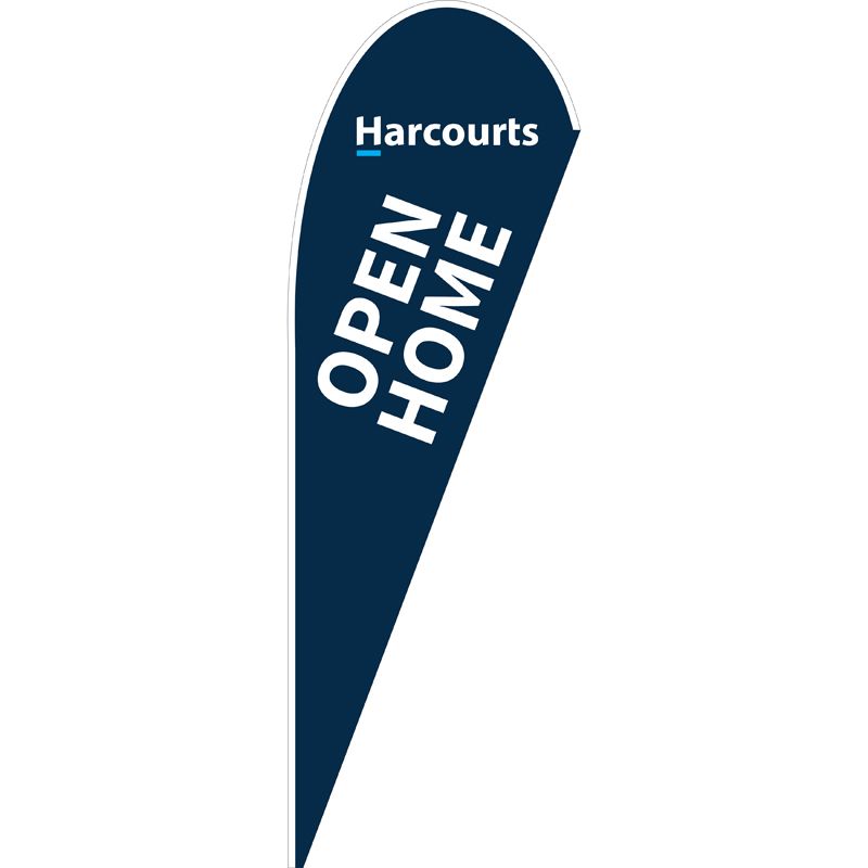 Harcourts Blue Open Home Medium Teardrop Flag